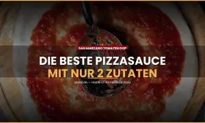Eine Pizza mit Tomatensauce, die mit San Marzano Tomaten DOP zubereitet wird. Die beste Pizzasauce mit nur 2 Zutaten.